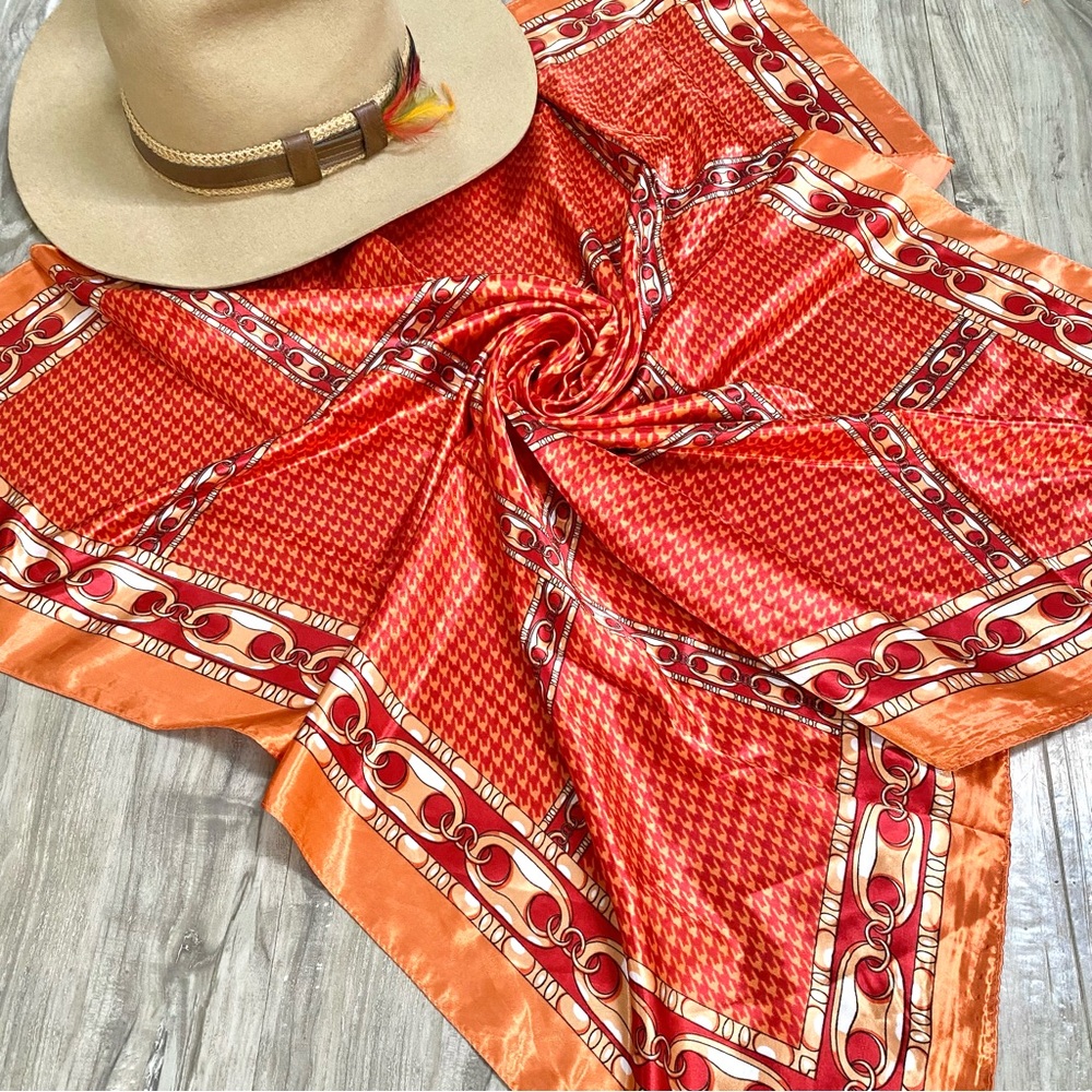 Equestrian houndstooth vibe boho satin scarf/wrap w country southwestern feel